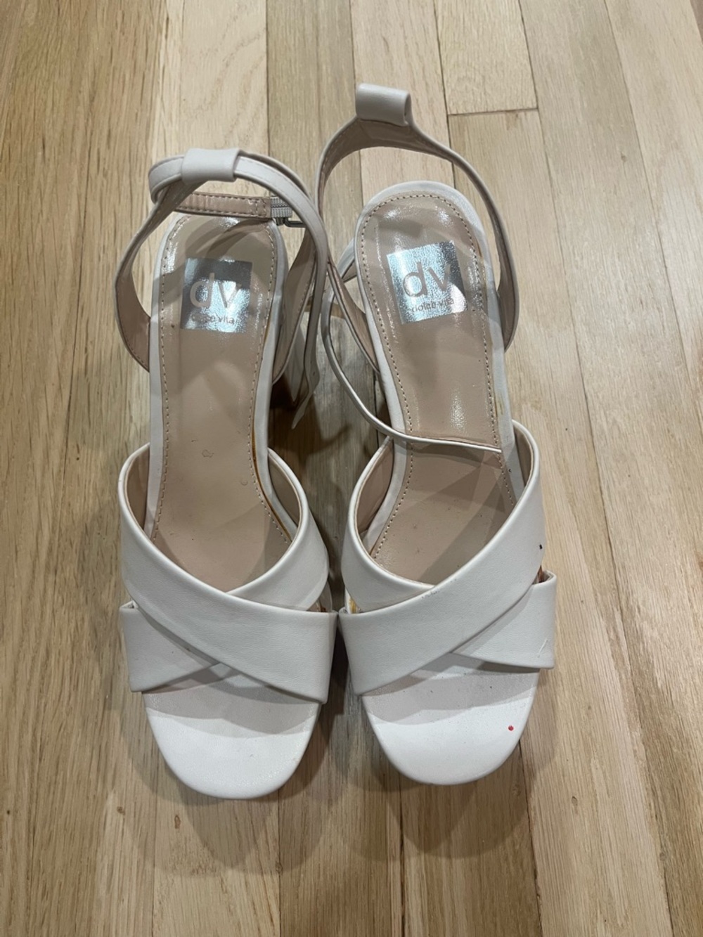 DV by Dolce Vita White Crisscross Slingback Heels